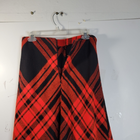 Womans Homemade Tartan Plaid Red Black Maxi Skirt Possibly Wool Back Zip Sm/Med - Picture 6 of 6